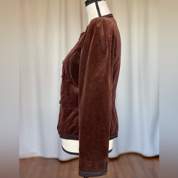Vintage 70's Ellen Tracy velour brown jacket size women's medium - Picture 4 of 13
